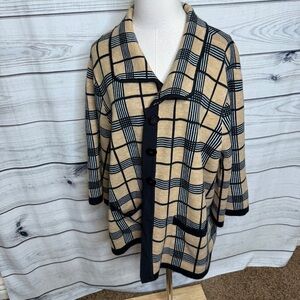 Designers Originals Black and Tan Plaid Cardigan